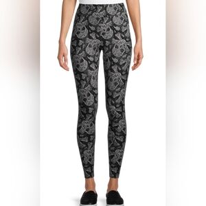 🔴Time & Tru Printed Suede Jersey Leggings Sugar Skull & Flower Juniors Large